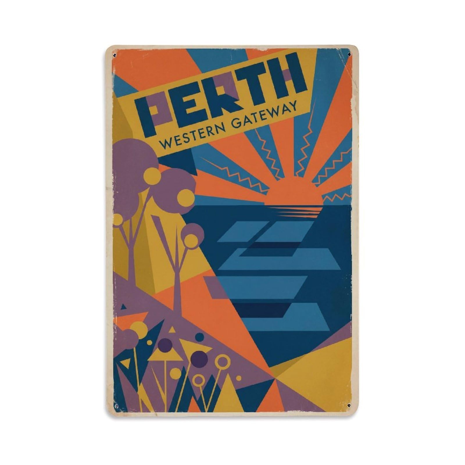 Metal Tin Sign Australia Perth Travel Retro