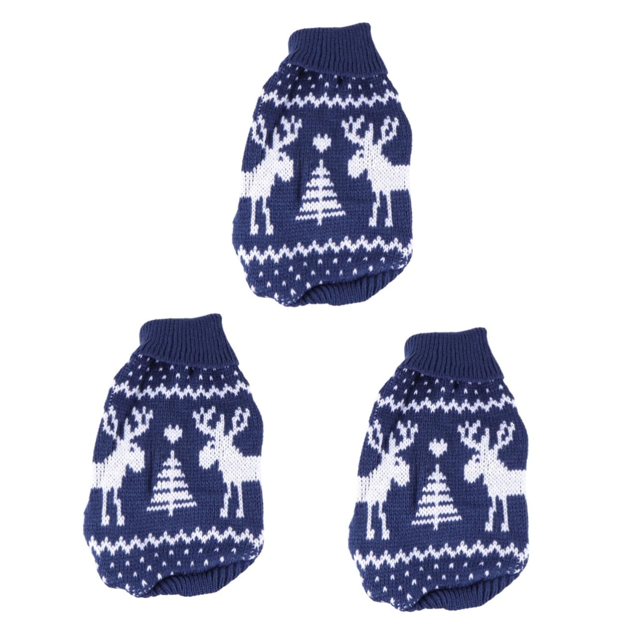 minkissy 3stücke Weihnachtlicher Hundepullover Für Kleine Hunde Dehnbarer Winterpullover Mit Schneeflocken Und Rentierdesign Für Festliche Anlässe Blau