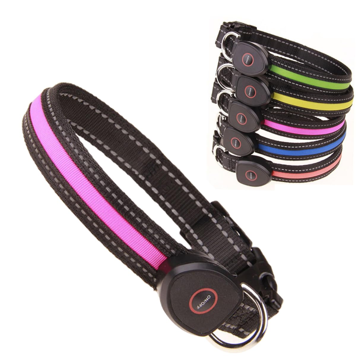 FRCOLOR Collar Circular Recargable para Perro con Luces Led Intermitentes 3 Unidades