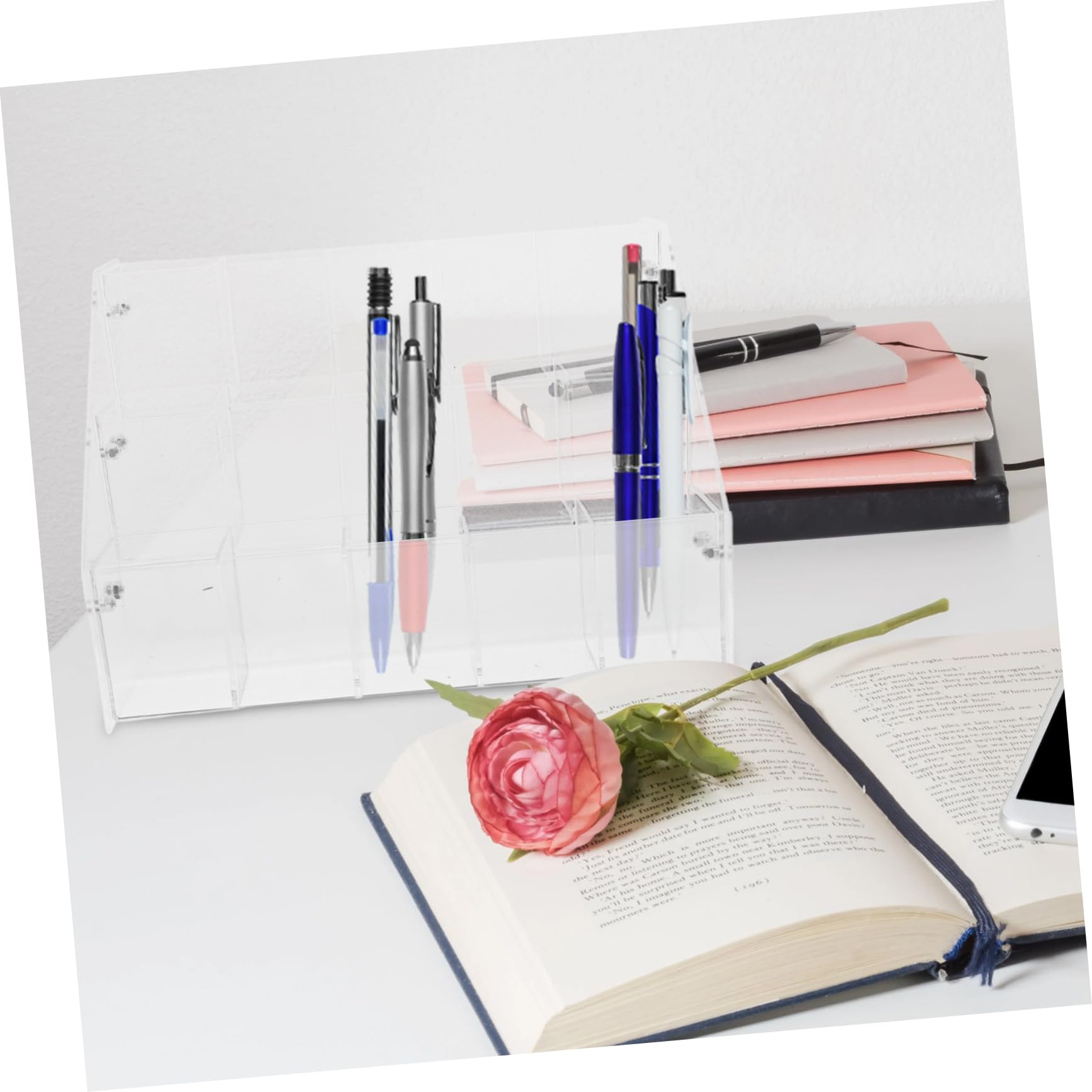 BESTYASH Portapenne in Acrilico Organizer Per Pennelli e Matite Espositore Da Scrivania Per Ufficio e Scuola Accessori Per Cancelleria