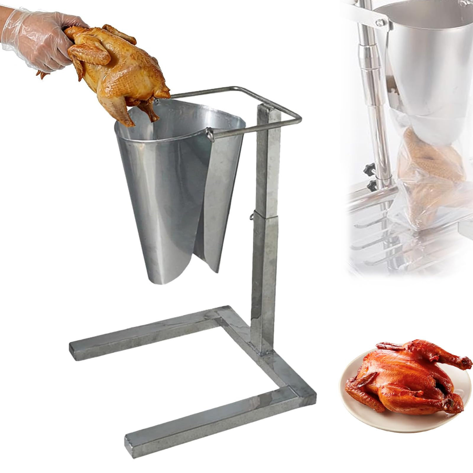 Tramoggia in Acciaio Inox, Imbuto di Alimentazione Manuale, con Staffa di Sollevamento da 33-53 cm, Apertura Flessibile e Compatibile con CNG, Adatta per Il confezionamento Alimentare e l'al