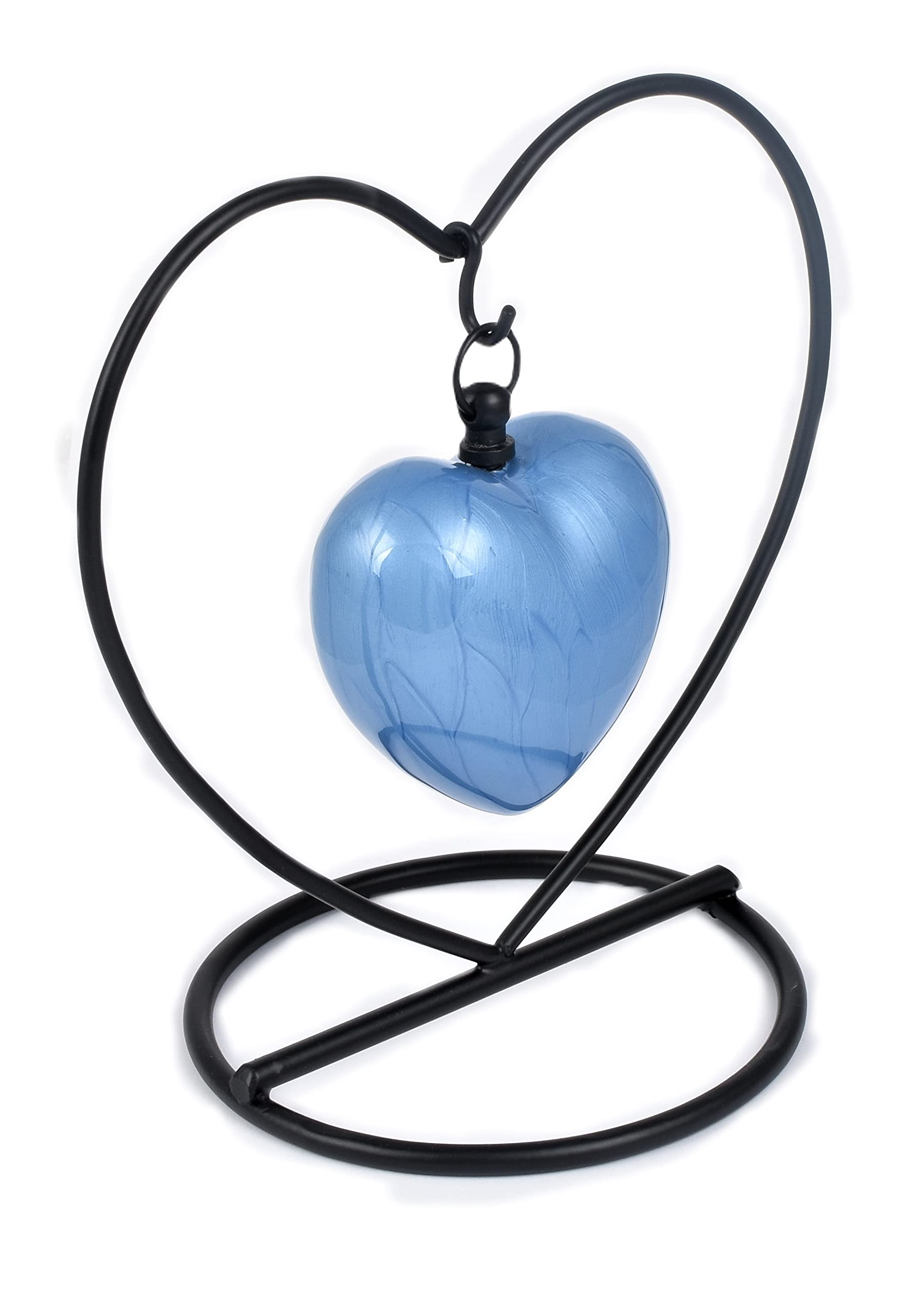 UrnsWithLove Cremation keepsake urn for ashes Heart in my heart Exclusive Protected Design With Box & Stand (Blue) โ image 1
