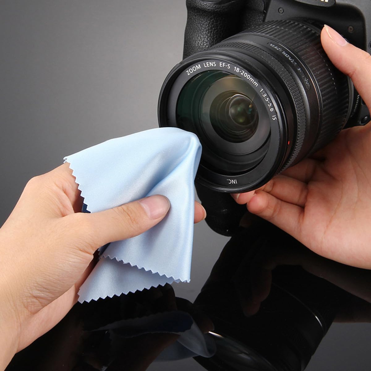 Healvian 500pezzi Panno Microfibra Per Pulizia Panni Per Occhiali Lenti Fotocamera Smartphone e Gioielli Blu Morbidi Riutilizzabili e Pocket Per Superfici Delicate