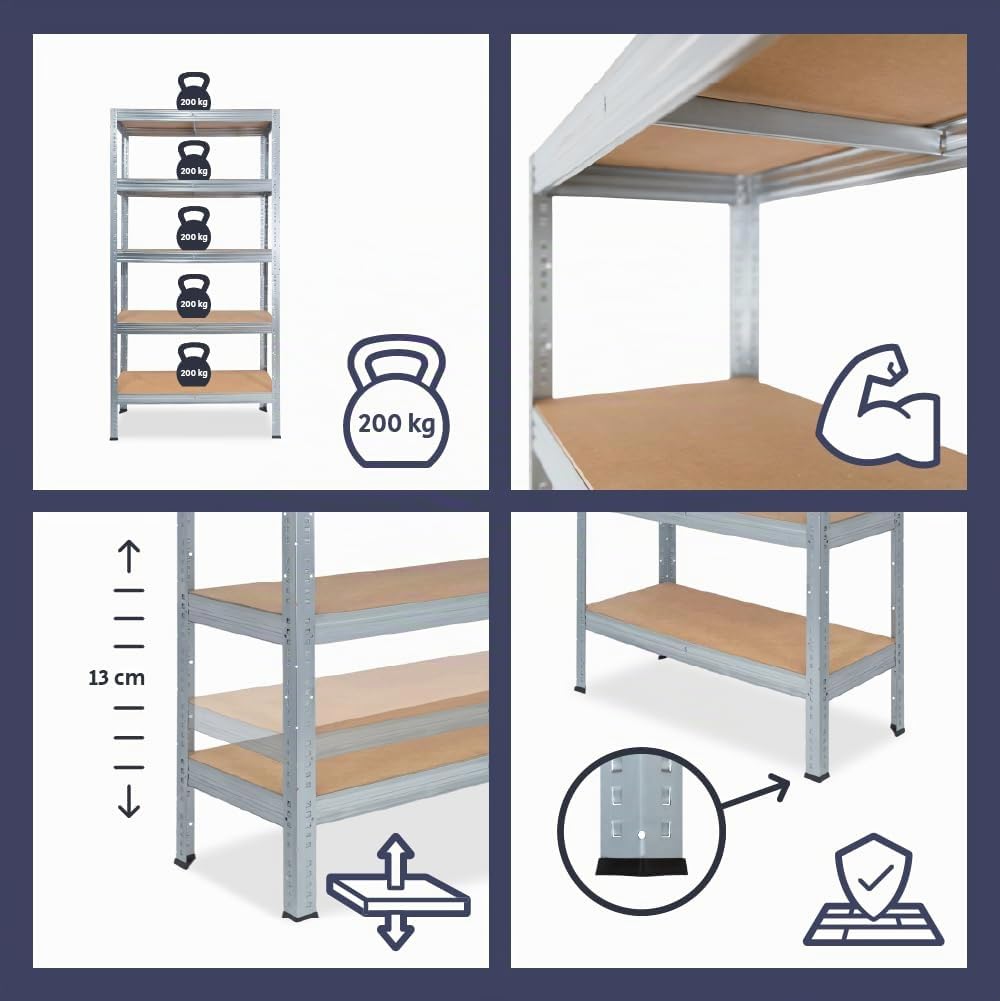 shelfplaza® 90x120x60cm Profi Schwerlastregal verzinkt/Metallregal mit 3 Böden à 200kg Tragkraft/Kellerregal Metall, Garagenregal, Werkstattregal oder Regal Lagerregal/Steckregal Metall
