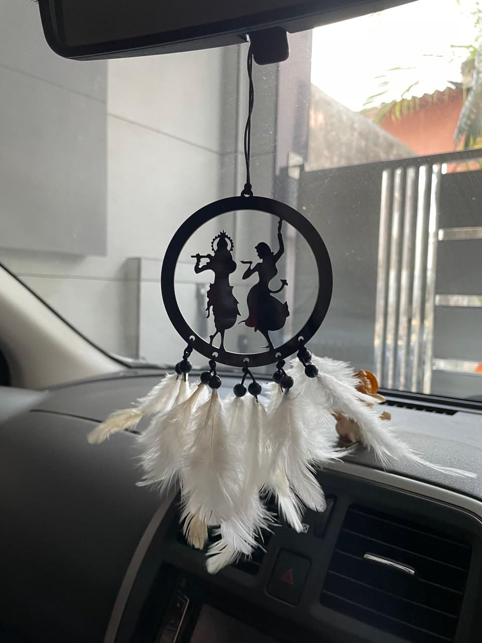 Gowky Dream Catcher for Radha Krishna, Charm for Auto Decor - Stylish Handmade Ornament for Rear View Mirror Decoration-image-46