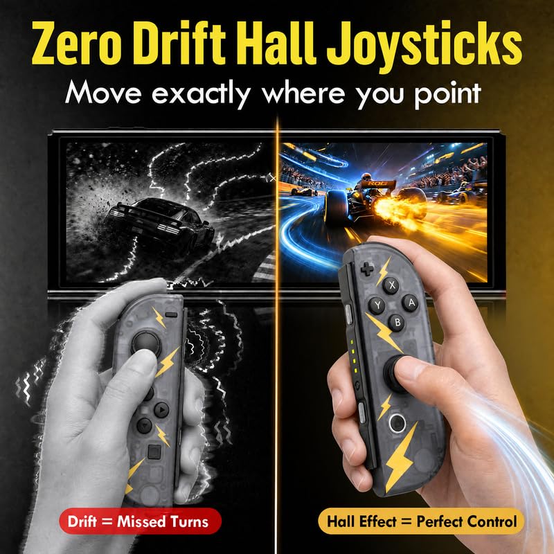 Ninconrep Wireless Switch Controller Joy with Zero Drift Hall Joystick, HD Rumble Gamepad for Family Party Games and Replacement Gift, Cons with Switch 1 OLED Lite Remote 4 61egnZ