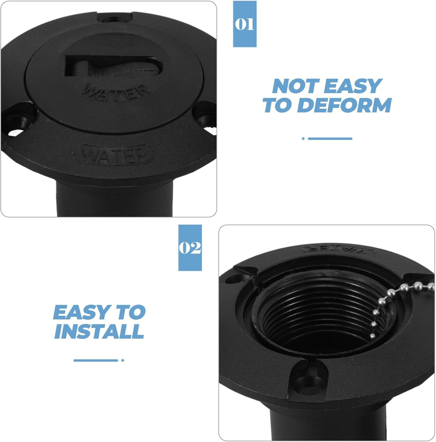 Rv Water Inlet Connector Durable Plastic Water Fill Flange for Trailer Use Fast Filling Design for Campers and Yachts