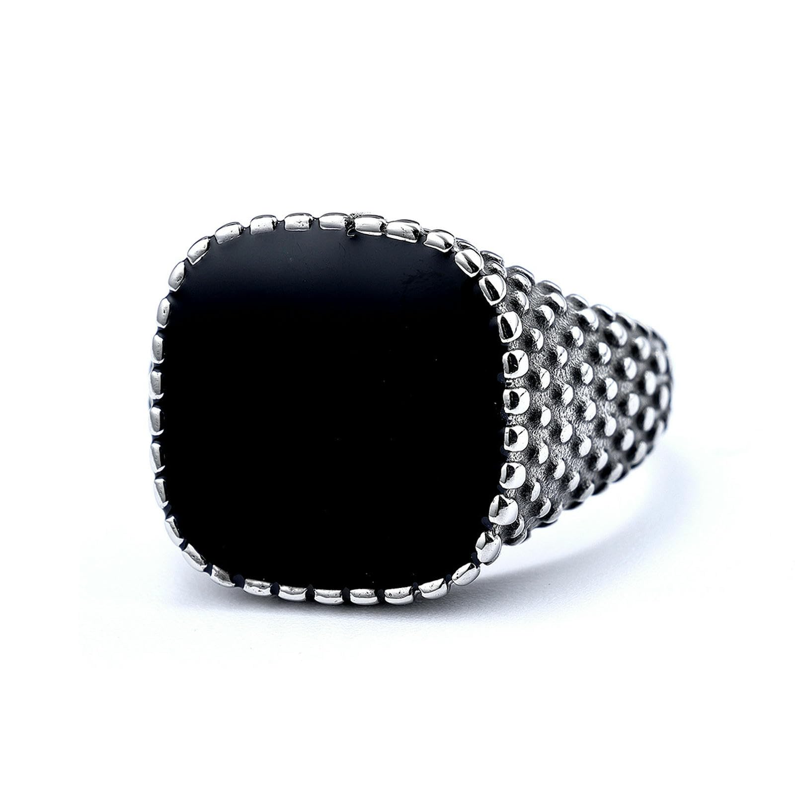 Acciaio inossidabile Onice Nero Signet Anello Gioielli di Moda Stile Nordico Accessori Da Uomo
