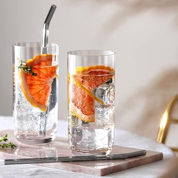 Villeroy & Boch Rose Garden Collection Long Drink Glass, Set of 4, 10 oz, Crystal Glass