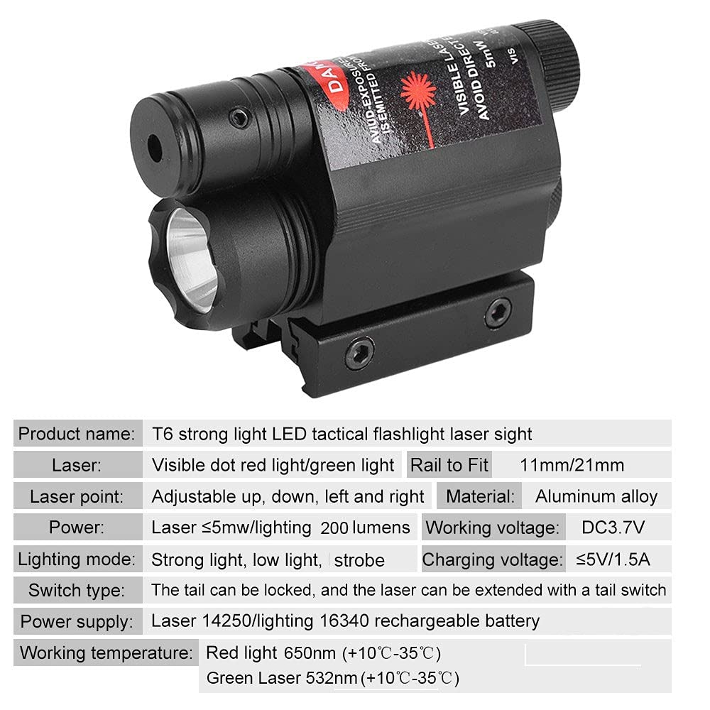 ACEXIER Tactical Weapon Gun Light Torcia a LED Green/Red DOT Mirino Laser con Interruttore remoto Airsoft Pistol Gun Light per 11/20mm Rail