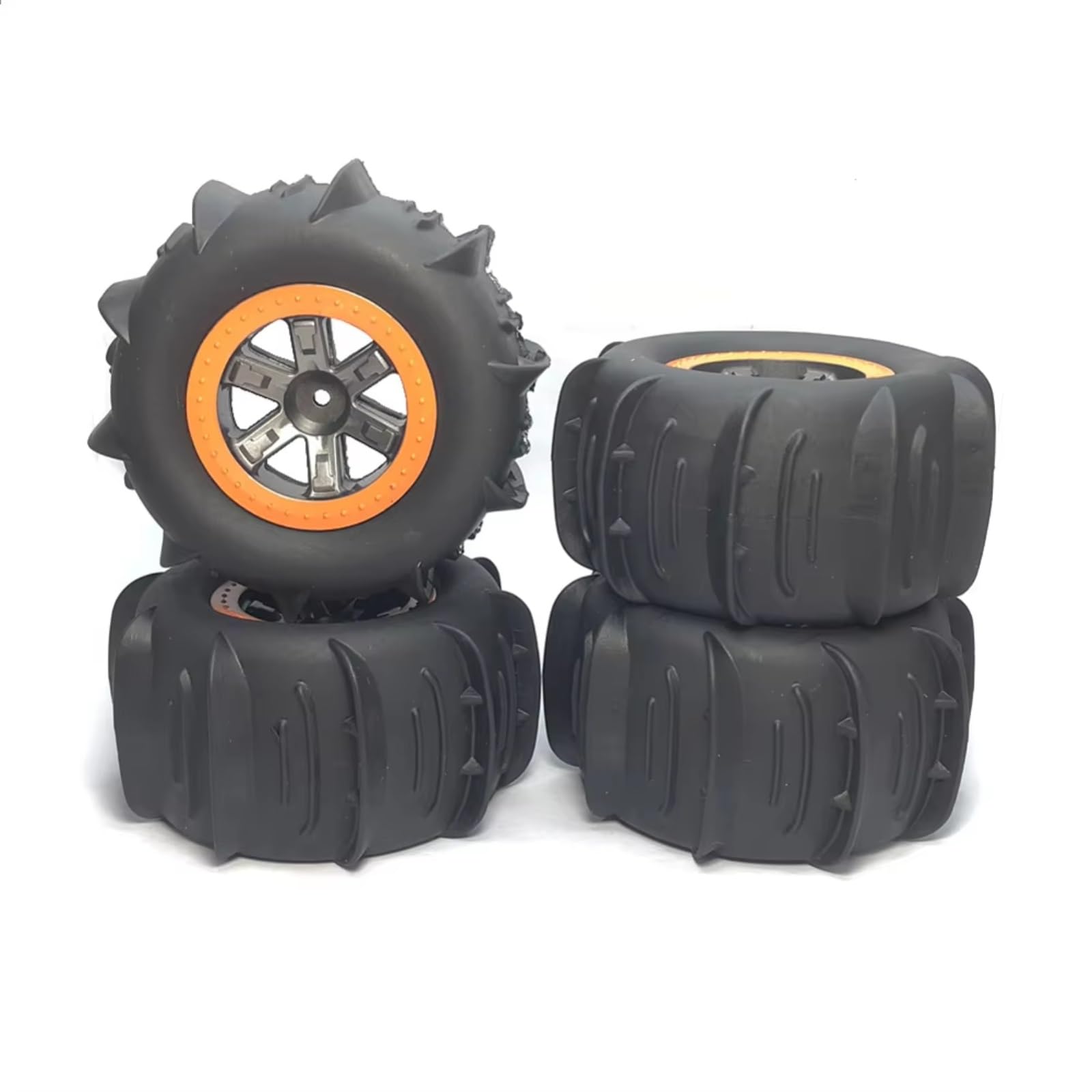 Neumáticos Coche RC Compatible con 9125 9155 9156 S920 S921 104009 para Arena Agua Nieve 1/10 Piezas De Coche RC 4 Neumáticos De Goma Blanda con Diseño De Paletas Y Llantas Hexagonales