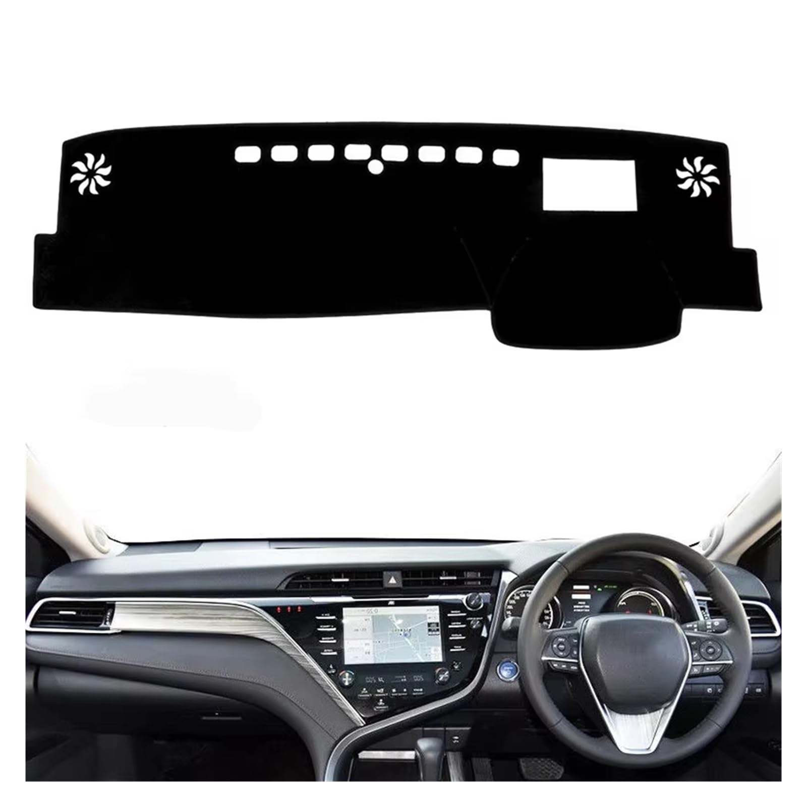 Center Konsole Für Toyota Für Camry XV70 2018-2024 Zubehör Auto Dashboard Abdeckung Matte Pad Anti-Uv Dashmat Sonnenschirm Teppich Armaturenbrett Matte Interior | RHD With HUDBlack(Black Edge)