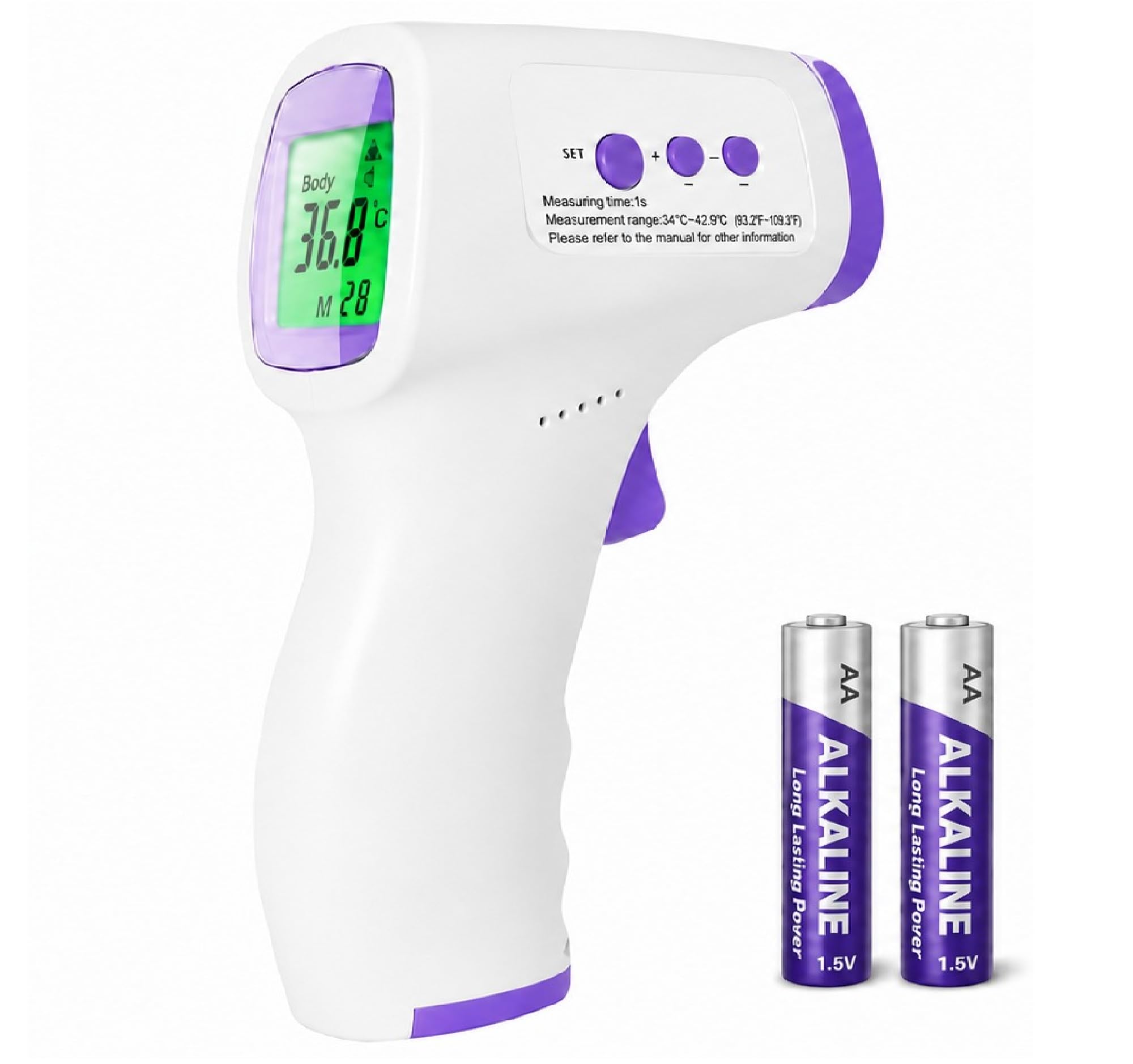 Non-Contact Infrared Forehead Thermometer for Adults & Kids | Fast & Accurate Digital Fever Check | LCD Display | 3-Color Fever Indicator With Memory Function | Free 2×AAA Batteries Included-picture-23