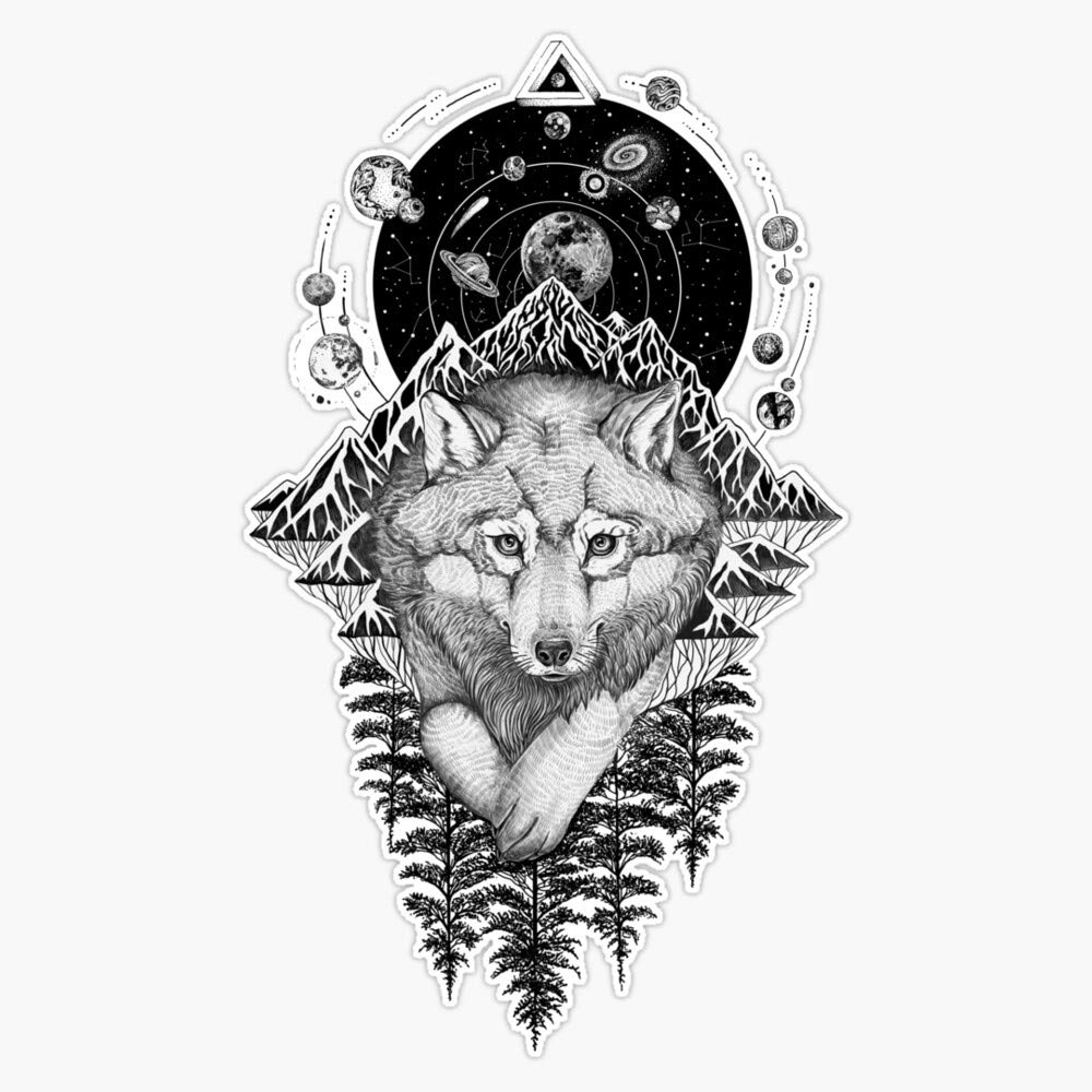 Space Wolf Sticker Vinyl Waterproof Sticker Decal Car Laptop Wall Window Bumper Sticker 5"