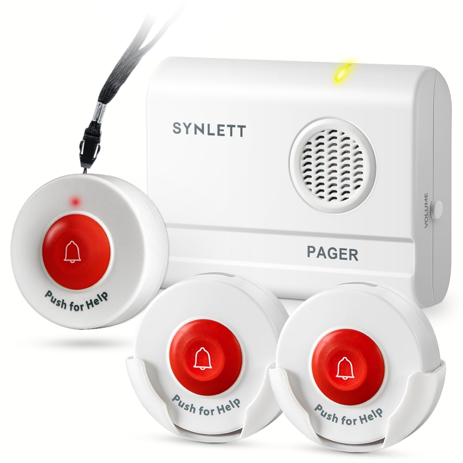 Cercapersone Wireless con 3 Pulsanti SOS e 1 Pager – Sistema di Allarme Portatile per Caregiver, Chiamata Infermieristica, Anziani e Pazienti in Emergenza