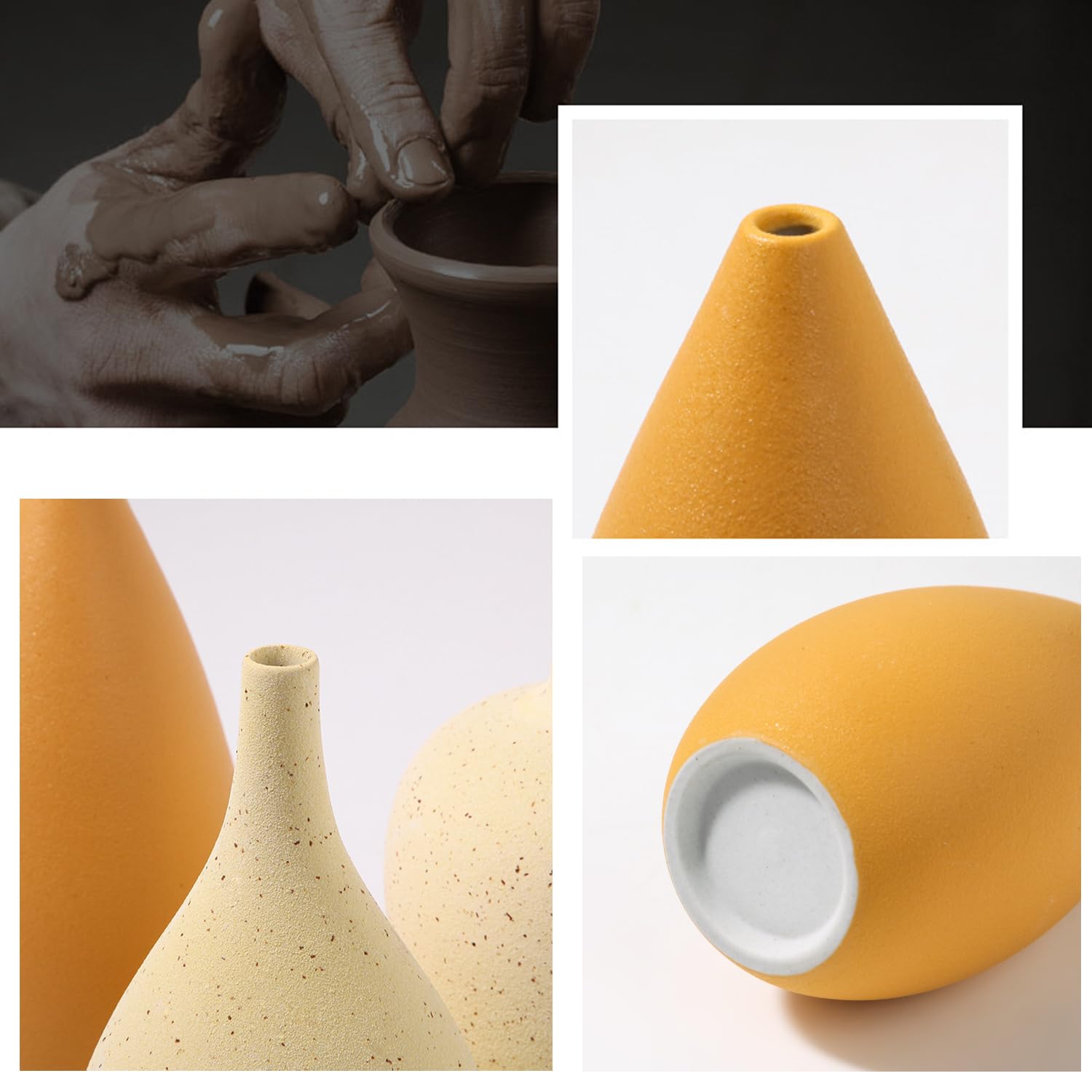 Zestaw małych kolorowych wazonów ceramicznych, 4 rodzaje, mini ceramiczny matowy wazon w kolorze morandi, mini wazony na kwiaty do dekoracji stołu, nowoczesne ceramiczne wazony do dekoracji domu, biura