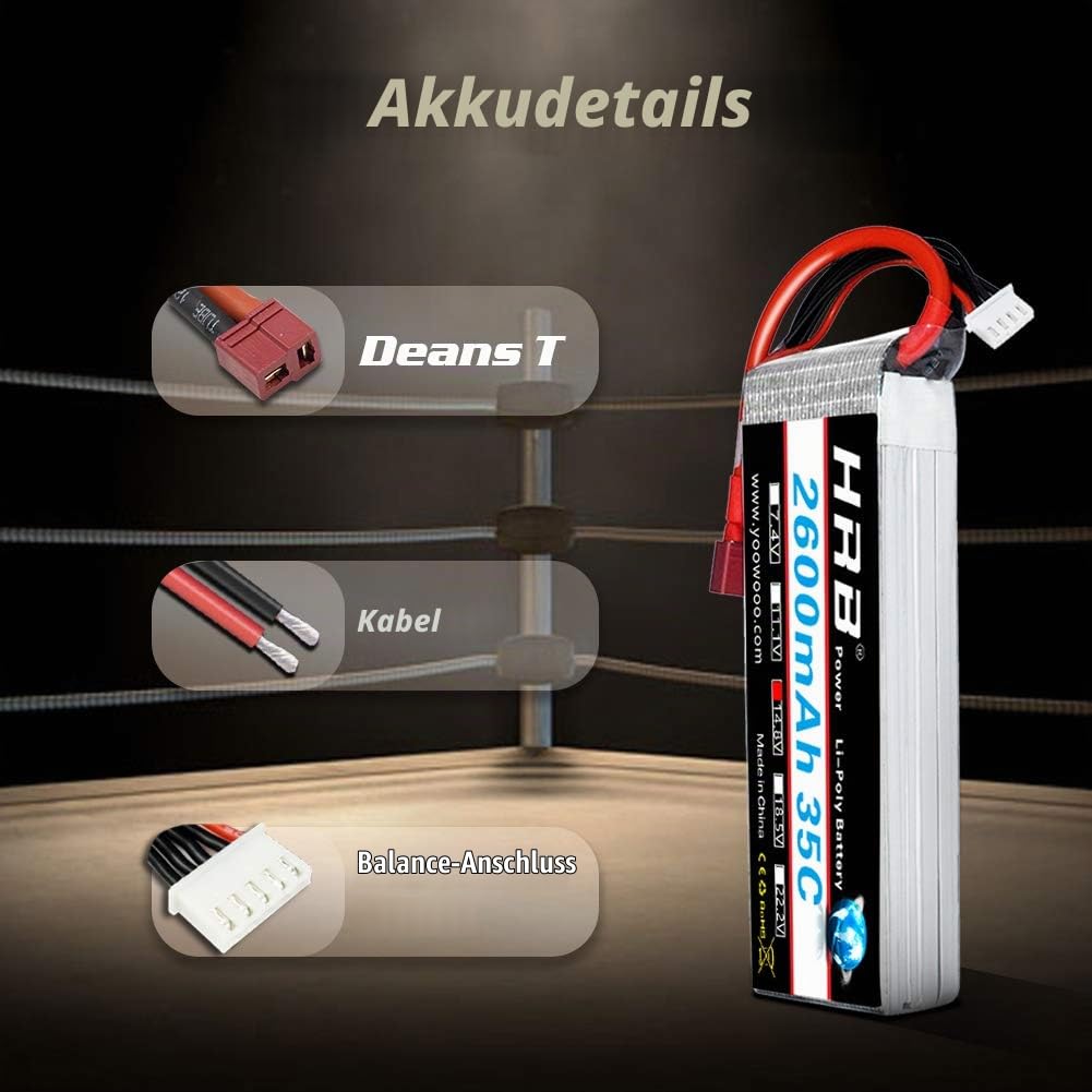 HRB 2 STÜCKE 4S 14,8V 2600mAh 35C Lipo Batterie mit Deans T Stecker für RC Hubschrauber Flugzeug Auto Boot LKW