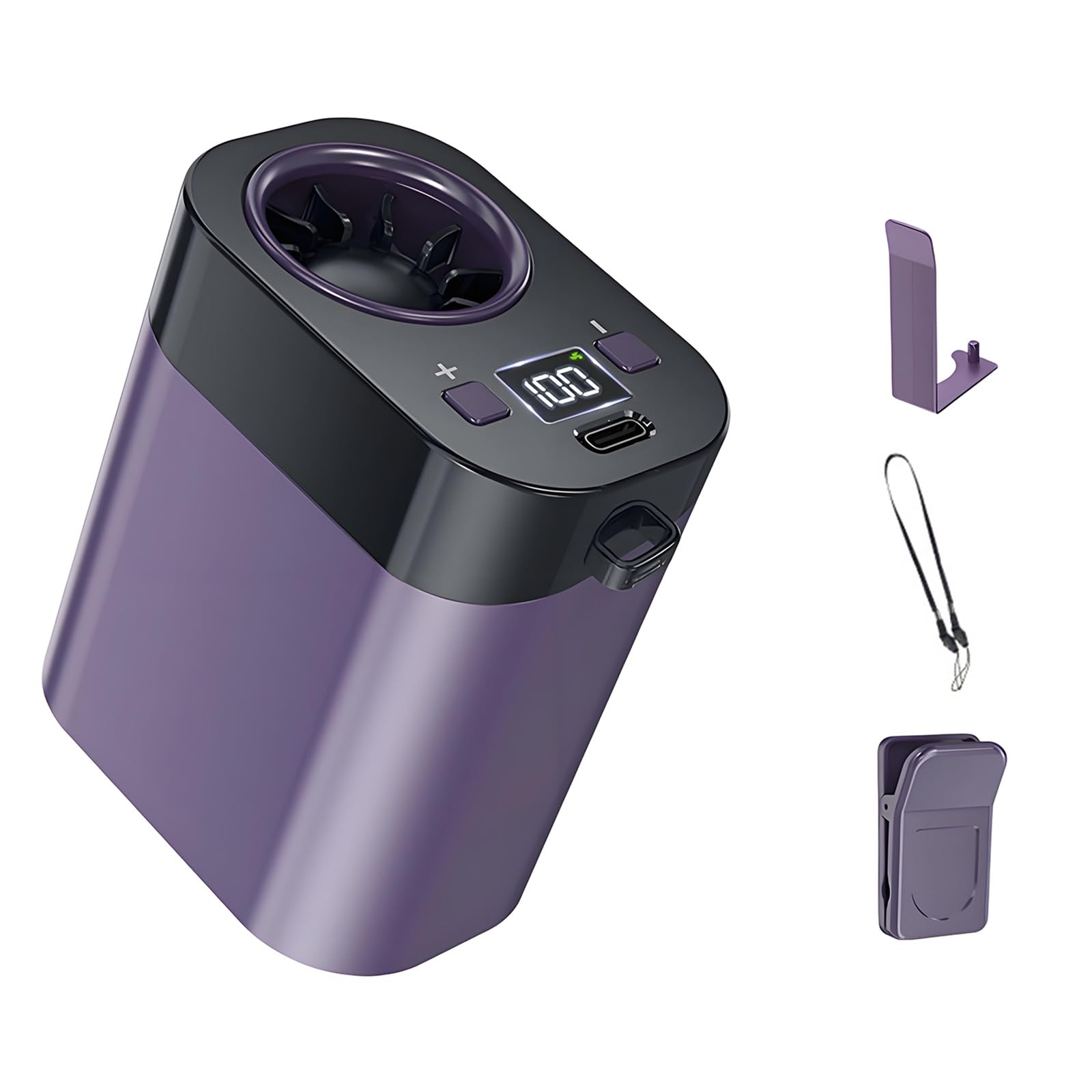 TAZIZI Quiet Body Attached Fan with Secure Grip and Extended Usage Period for Outdoor Adventures USB C Fast Charging Fan
