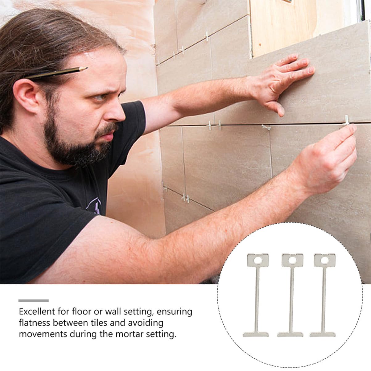 Artibetter 1000pièces Entretoises Acier Pour Carreaux Aiguilles De Nivellement Réutilisables Pour Installation De Carrelage Sol Et Mur