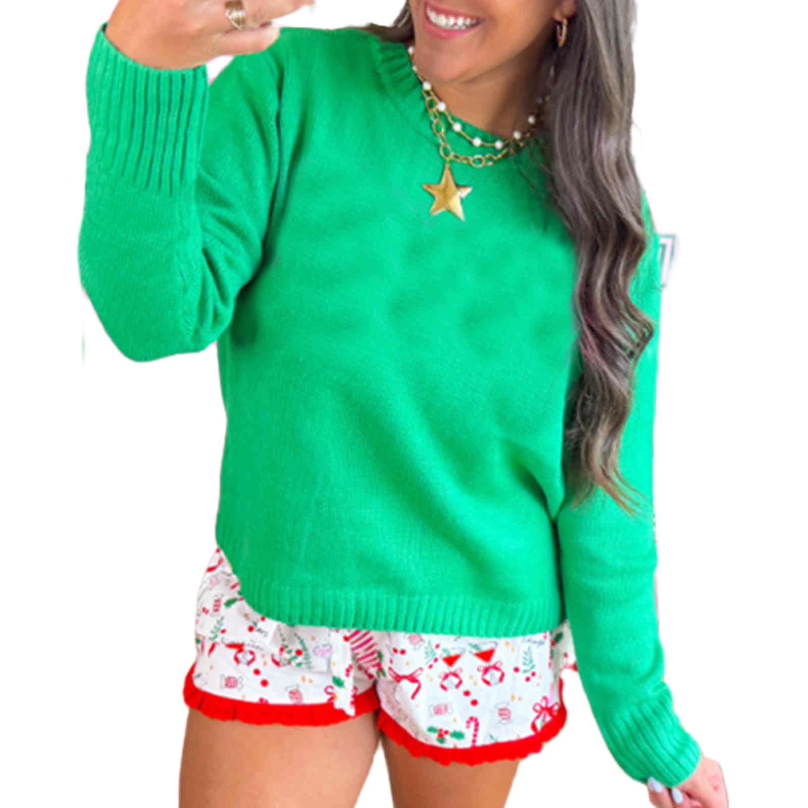 Womens Long Sleeve Sweaters Basic Crew Neck Casual Clothes Cozy Loose Pullover Fall Chunky Knitted Tops