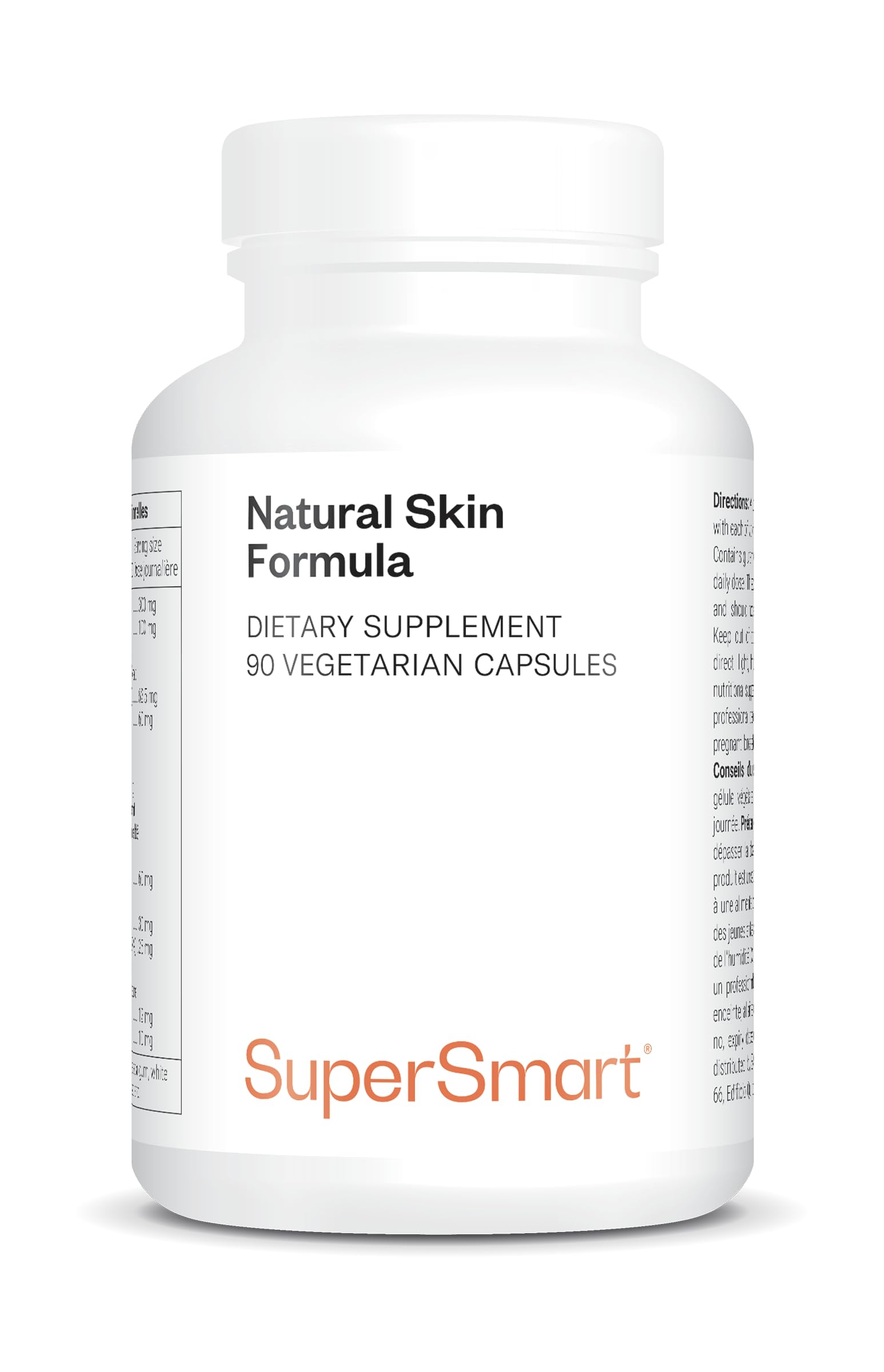 Natural Skin Formula - Contribue à une Peau Jeune, Ferme et Lisse - Hydratation de la Peau - Enrichi en Acide Hyaluronique, Biotine, Collagène, Élastines, Céramides,​Silicium - Supersmart