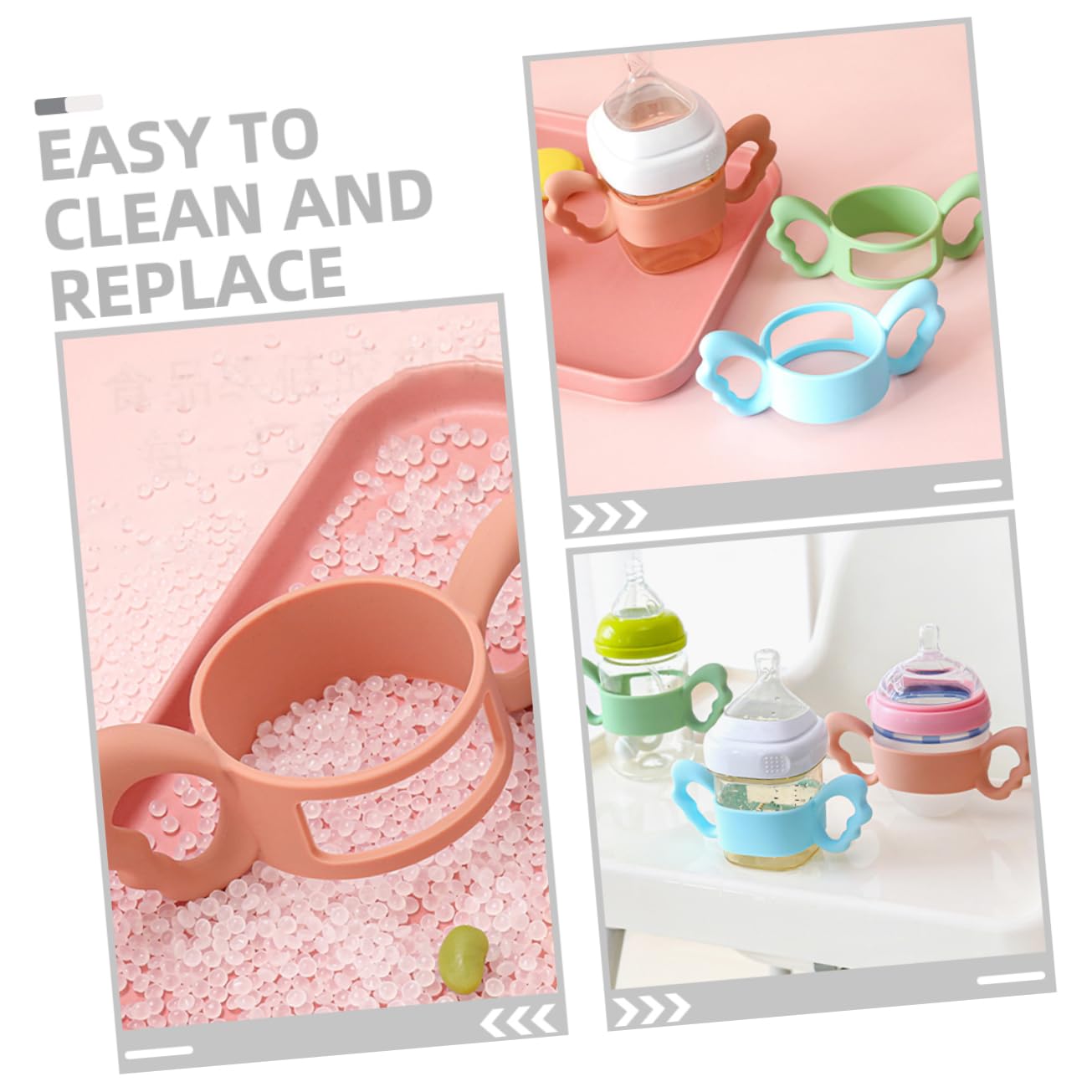 4pcs Silicone Bottle Handles for 6cm Wide Grip Compatible Infant Bottle Accessories Easy to Use Silicone Grips