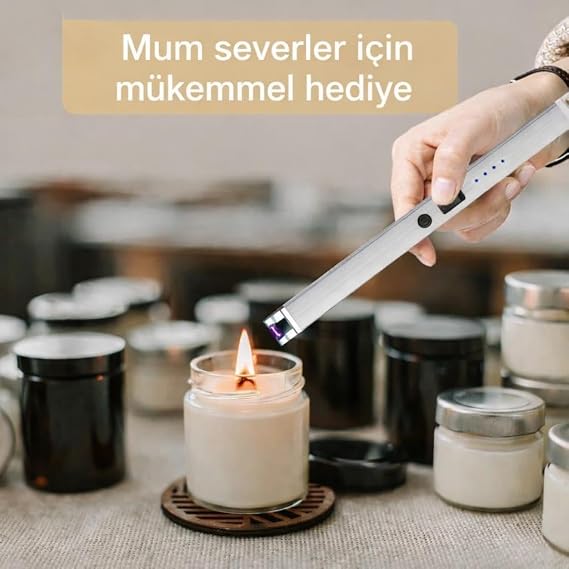 Valkyrie USB Şarjlı Elektrikli Arc Çakmak | Mum İçin | Gazsız | Rüzgar Kırıcı | Çift Emniyetli | Gümüş Renk