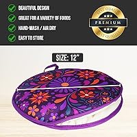 Vista 3 de Sophix Bolsa para calentar tortillas, tamaño grande de 12 pulgadas, este soporte de tela con aislamiento térmico mantiene las tortillas, el pan Naan