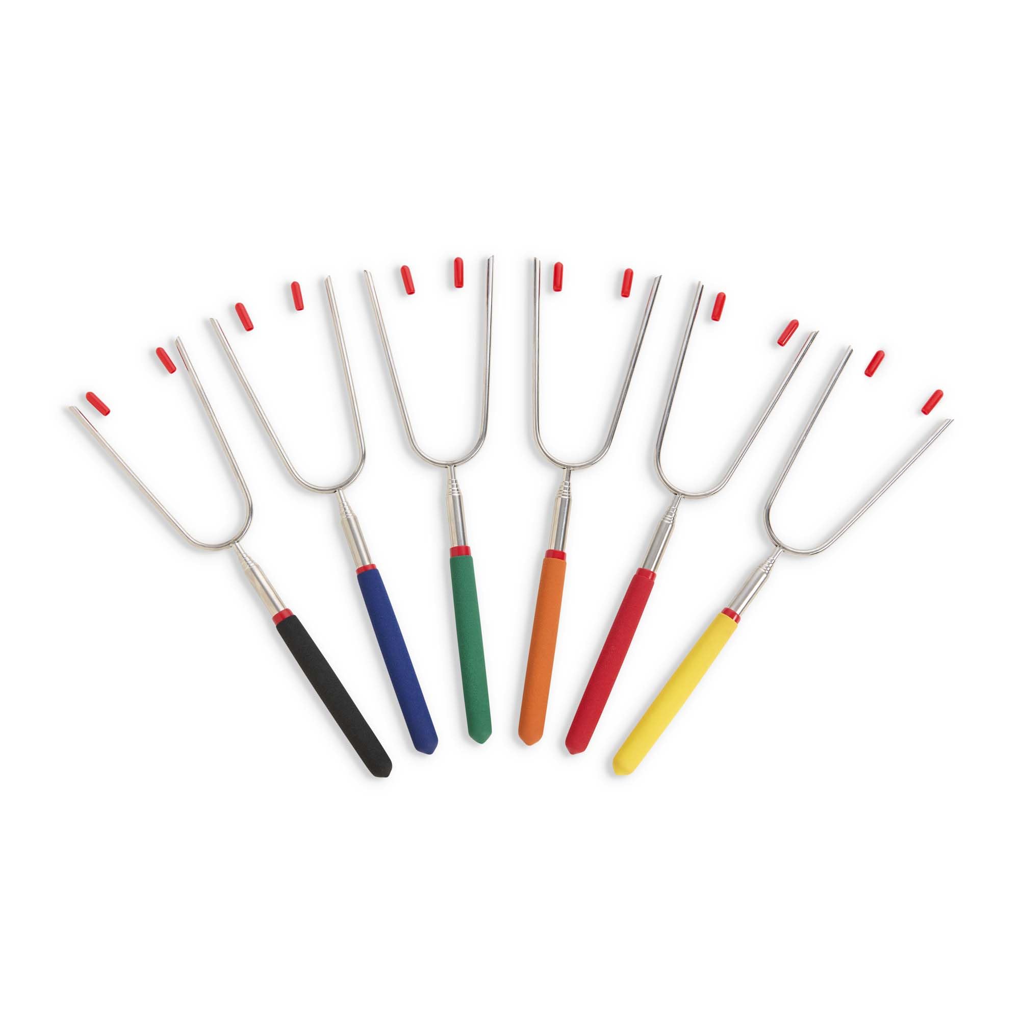 HIC Kitchen Forchette da arrosto estensibili con punte larghe, si estendono fino a 80 cm, set da 6 con custodia