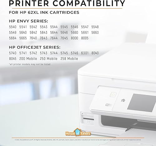 Miniatura 4 de Paquete de 2 cartuchos de tinta de color negro HP 62XL remanufacturados y HP 62XL para HP Envy 5540 5640 5660 7644 7645 OfficeJet 5740 5742 8040