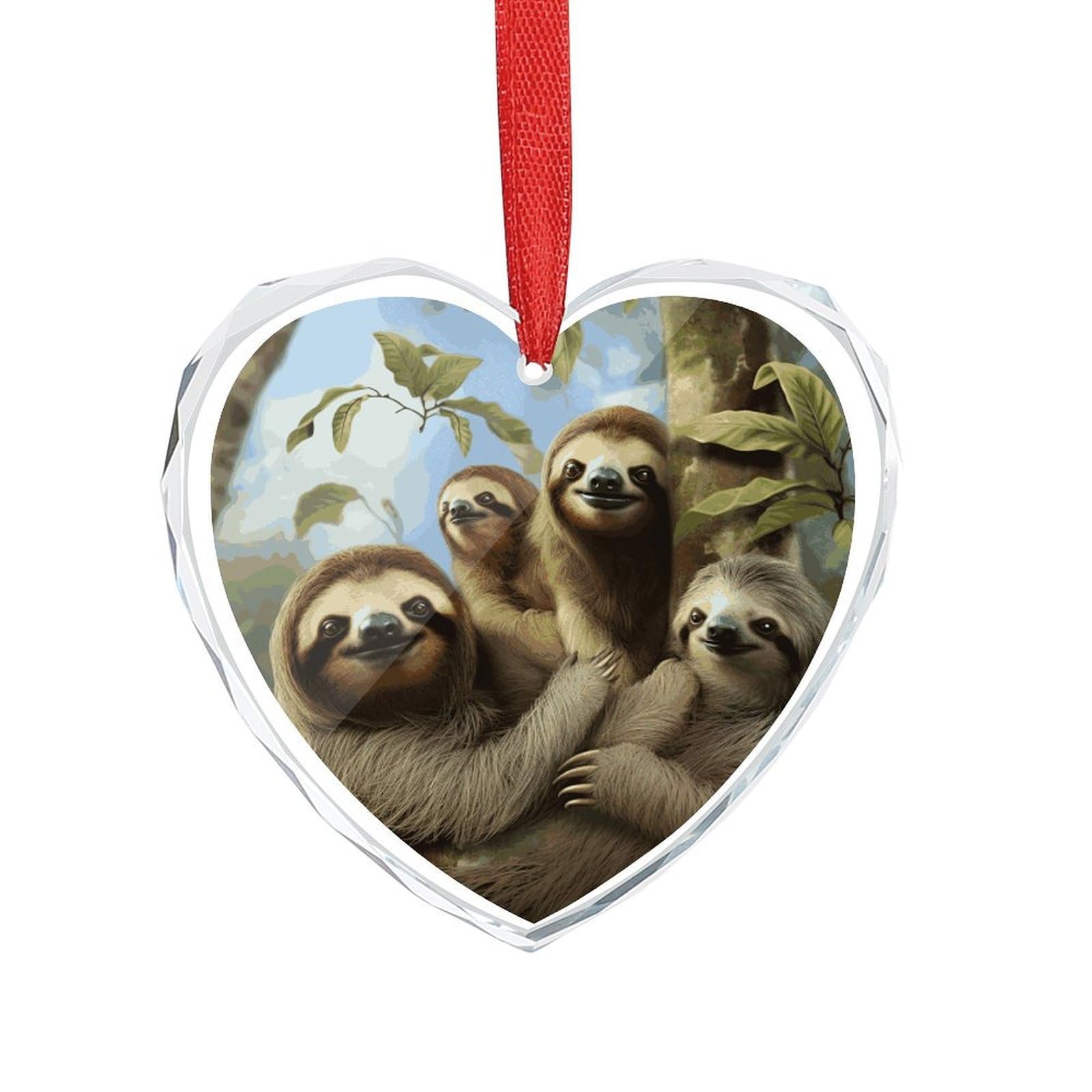 Wsoihfec Style Sloth Family Engagement Gifts For Couples, Glass Ornaments Just Married Bridal Shower Decor, Heart Keepsake Decor For Bride & Groom