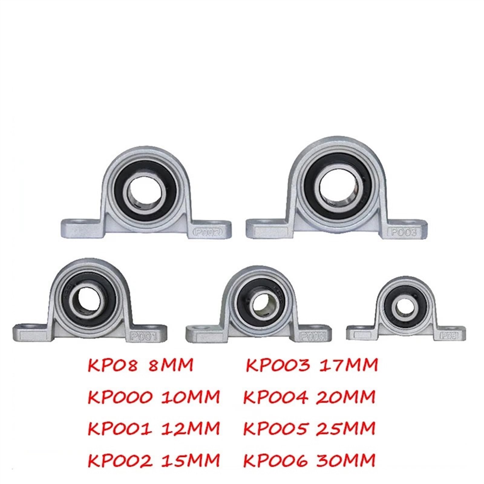 Roulement à billes en alliage de Zinc, diamètre 8mm 10mm 12mm 17mm, Support monté sur bloc d'oreiller KP08 KP000 KP001 Kp003 Kp005 Kp006 4/10 pièces(KP006 30mm,4Pcs)