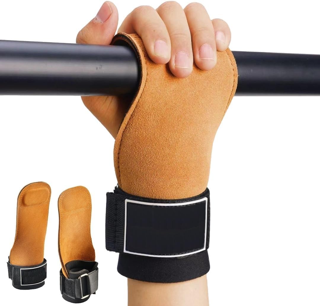 Leosportz Gym Gloves for Men Workout - Leather Weight Lifting Strap with Wrist Support | Workout Gloves for Men Women Weightlifting Pull up, Deadlift (Brown)-image-42