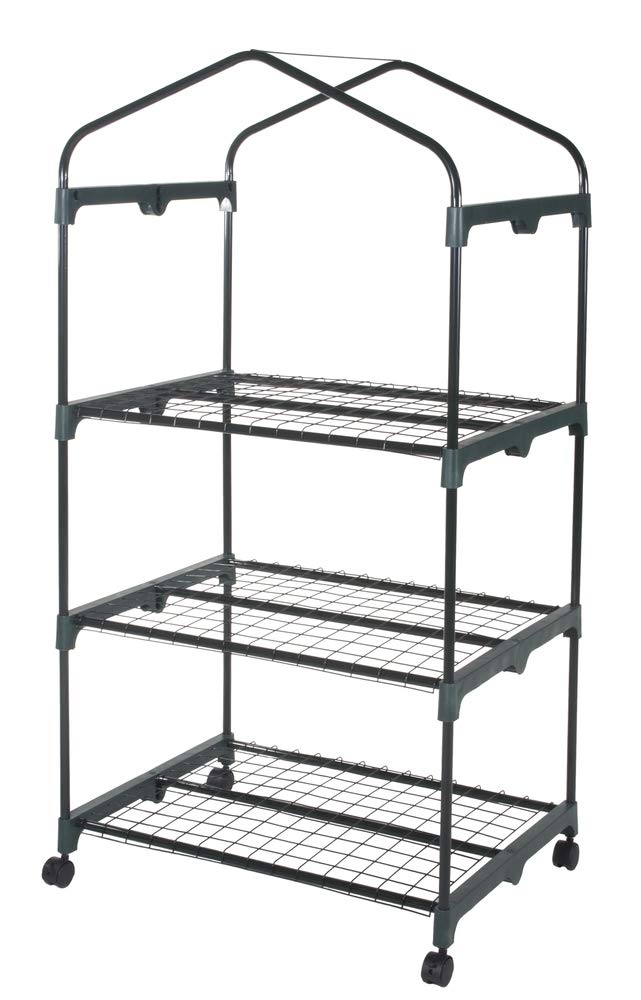 VERDELOOK | Serra Rettangolare con Ruote a 3 Ripiani con Apertura a Cerniera, 69x49x128 cm, con Telo Trasparente in PVC, Serra da Giardino e Balcone, per Protezione Piante, per Giardinaggio