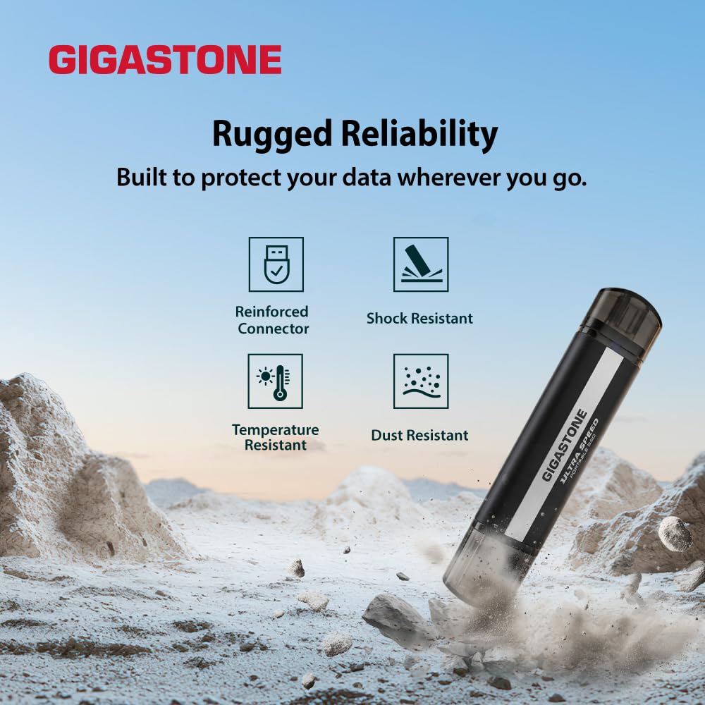 Gigastone SSD Esterno USB-C 1 TB PS5 iPhone 15 USB 3.2 Gen2 1050 MB/s Tipo-A + Tipo-C Unit? SSD Portatile per MacBook iPad Playstation Xbox SSD da Gioco Disco Rigido di Backup