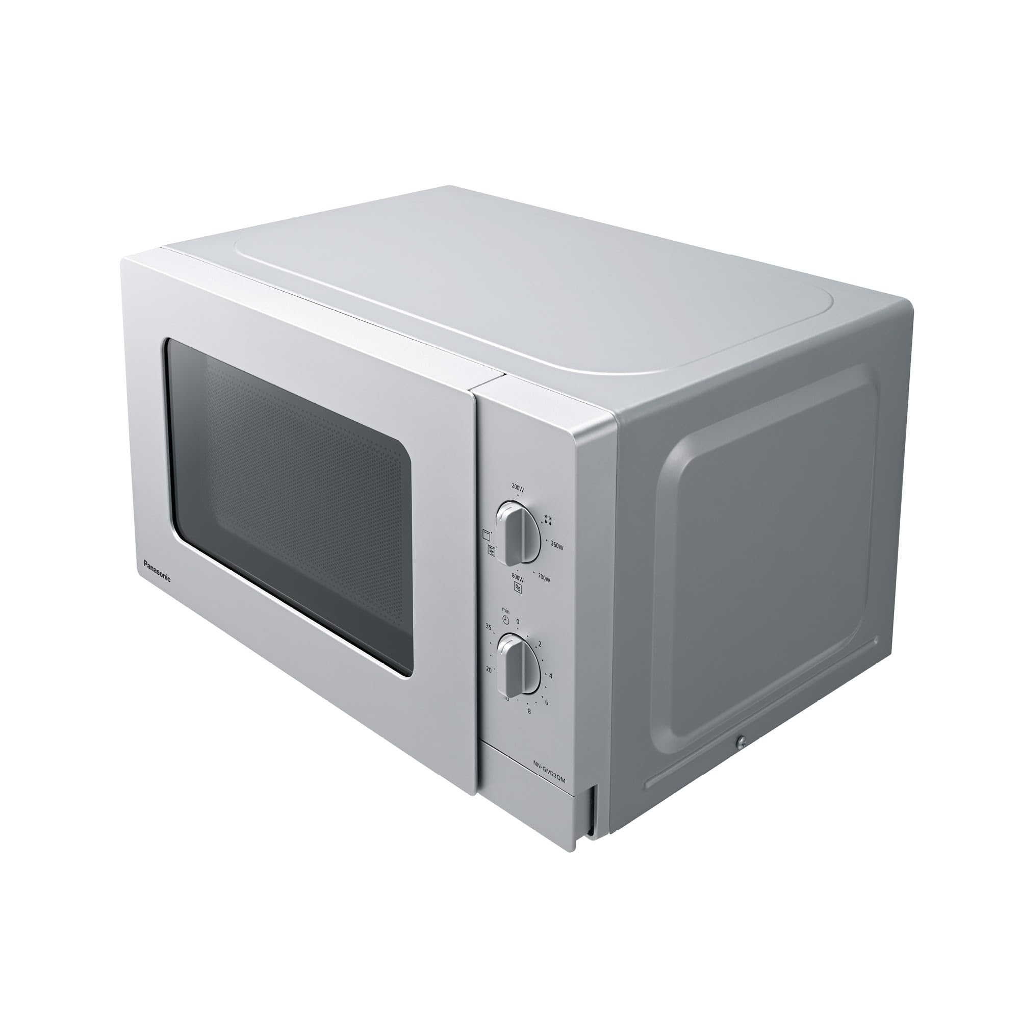 Panasonic NN-GM23QMEPG Forno a Microonde Grill 20L con Piatto in Vetro e Griglia Metallica, 800W, Grill 1000W, Impostazione Scongelamento, Controllo Dial, Quick 30, Timer, Argento