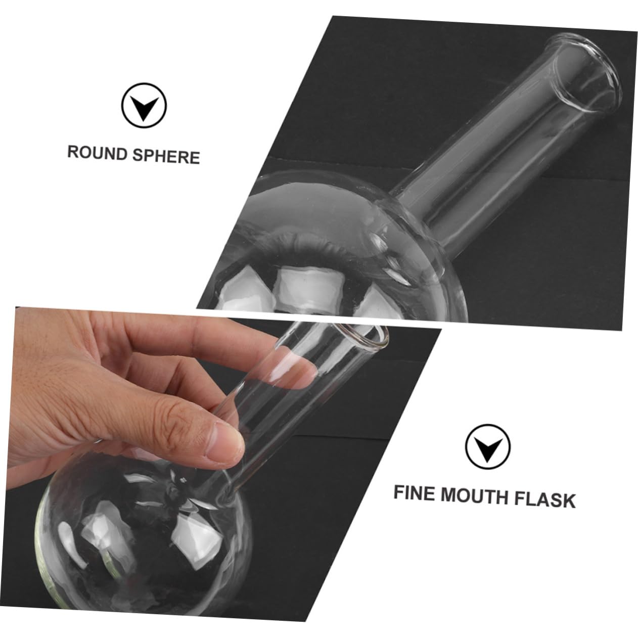 Rundkolben Glasflaschen aus Glas mit Schmalem Hals 2 Stück für Chemische Experimente im Labor und Wissenschaftliches Studium