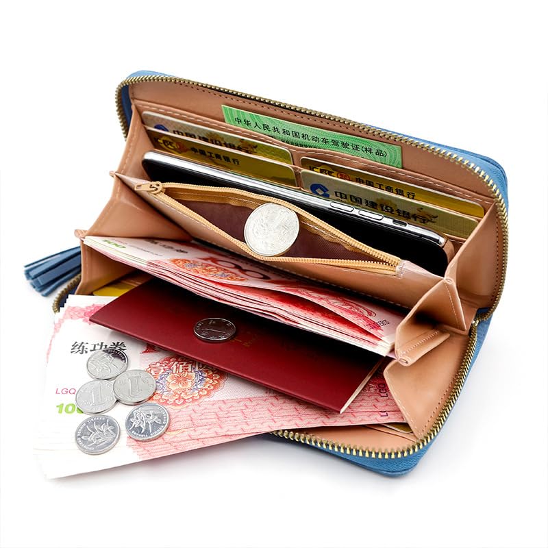 Wallets Women Large Capacity Luxury Waxed Leather Clutch Wallet Multi Card Organizer2