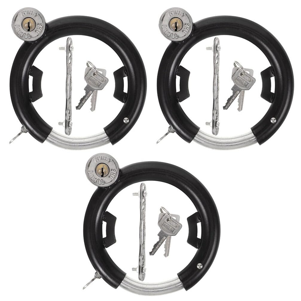 Lucchetto di Sicurezza per Bici Circolare Acciaio Inox 3 Set Nero | Antifurto per Mountain Bike e Bici da Strada, Resistente All'usura, Confezione Multipla per Uso Quotidiano