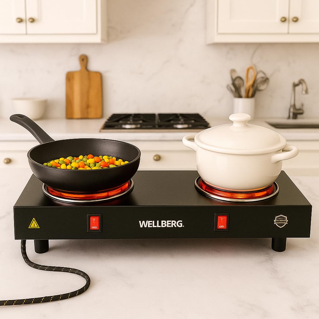 Wellberg 2000W Double Coil Electric Hot Plate | Dual Burner