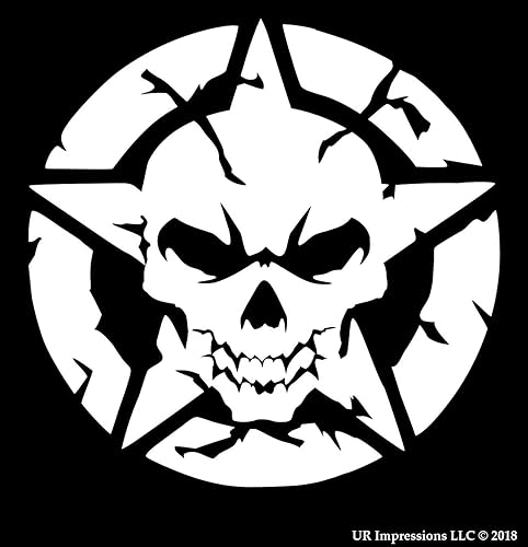 URI598 - Calcomanía de vinilo con cabeza de calavera de Oscar Mike Star de 20 pulgadas, impresiones UR, para coches, camiones, SUV, camionetas,