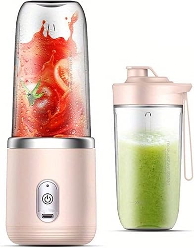 Exprimidor portátil USB de 6 cuchillas, exprimidor de jugo de fruta, vaso eléctrico automático pequeño, licuadora de batidos, rosa