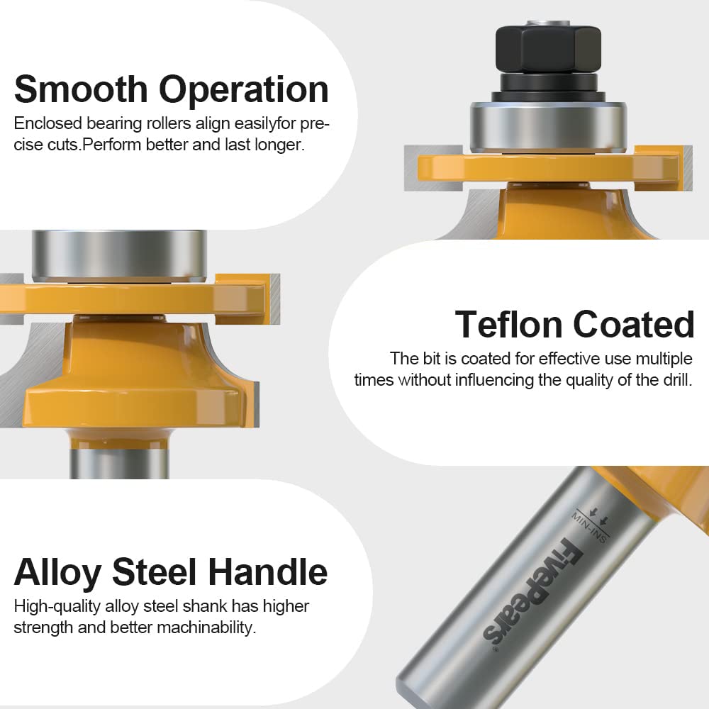 1/4-inch Shank, 5/16-inch Cutting Dia, 2-Flute, Carbide Tipped Groove Round Nose Core Box Router Bit 4Pcs (1/4 x 5/16