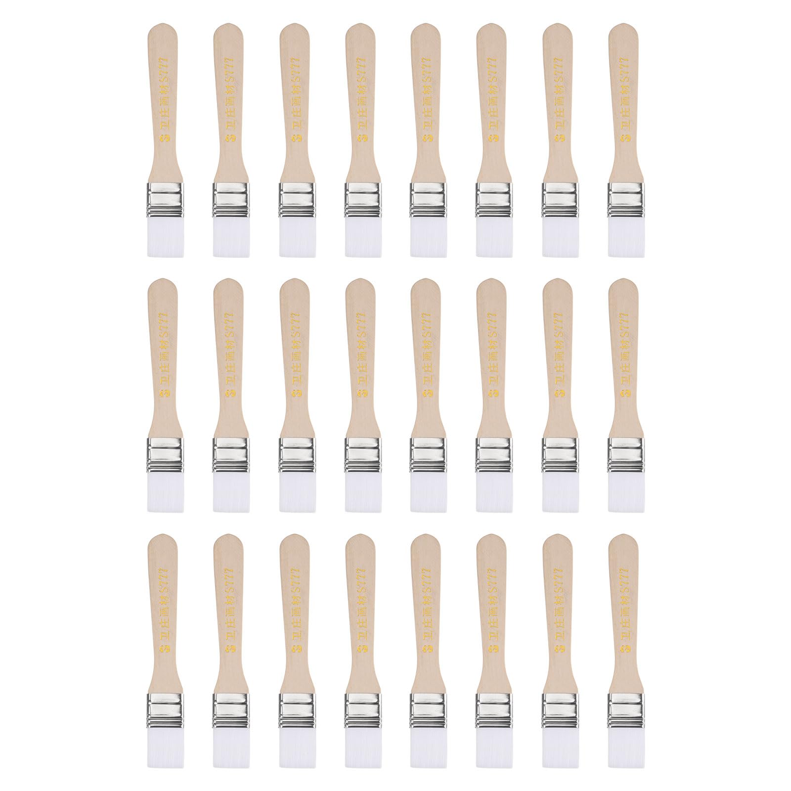 QUARKZMAN 24Pcs Brocha de Pintura de 5.3" con Cerdas de Nylon Suave de 0.8" de Ancho y Mango de Madera Para Paredes, Gabinetes, Cercas - Color Blanco