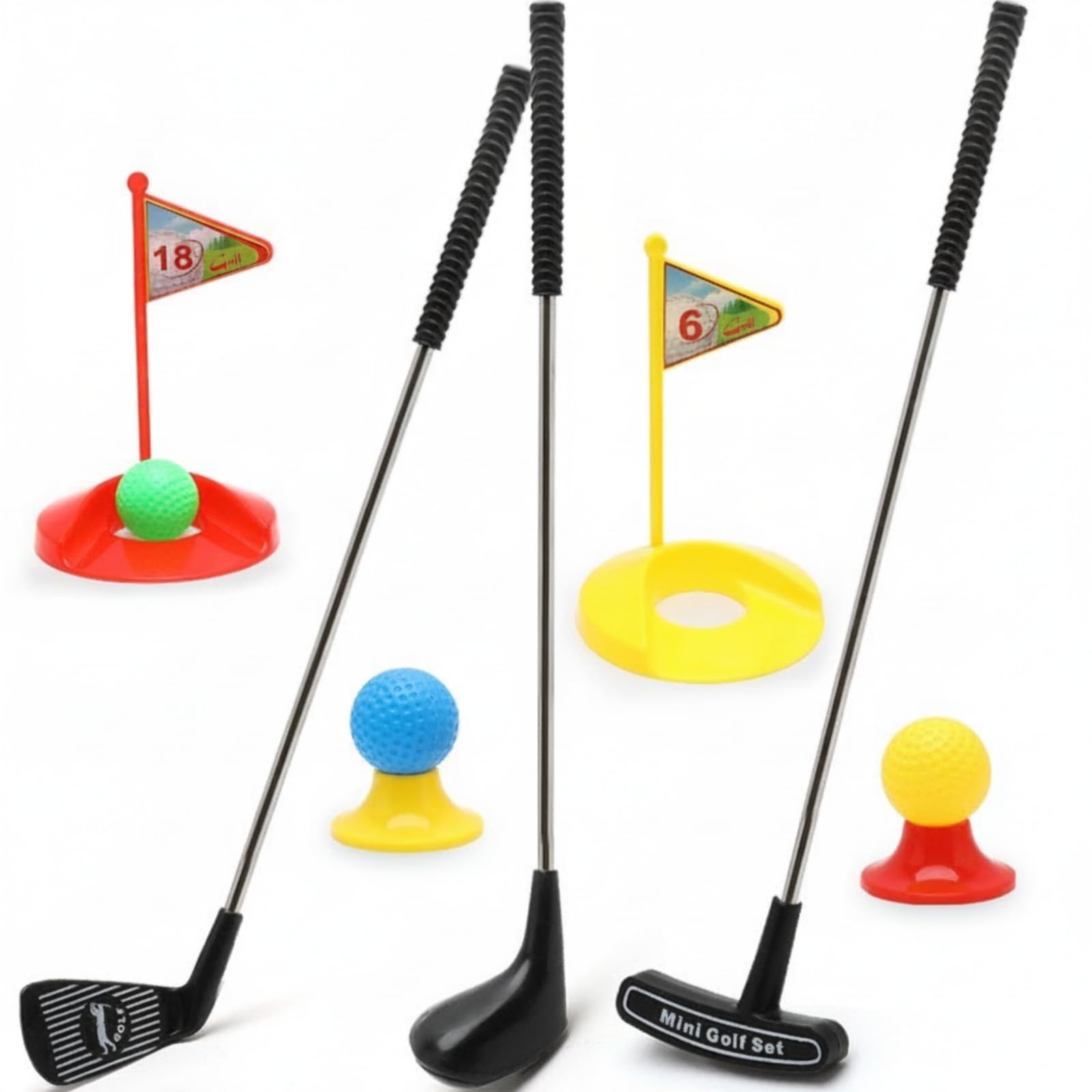 MagiDeal Children Golf Equipment para Niños Juguete Putter Palos Bolas con Ejes Metálicos y Cabezas Moldeadas Fácil de y Montar Adecuado para Salón de Juegos Patio Preescolar