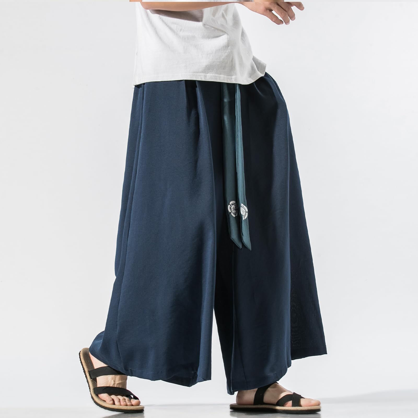 GURUNVANI Pantalon de yoga japonais à jambes larges pour homme, style hip-hop, baggy