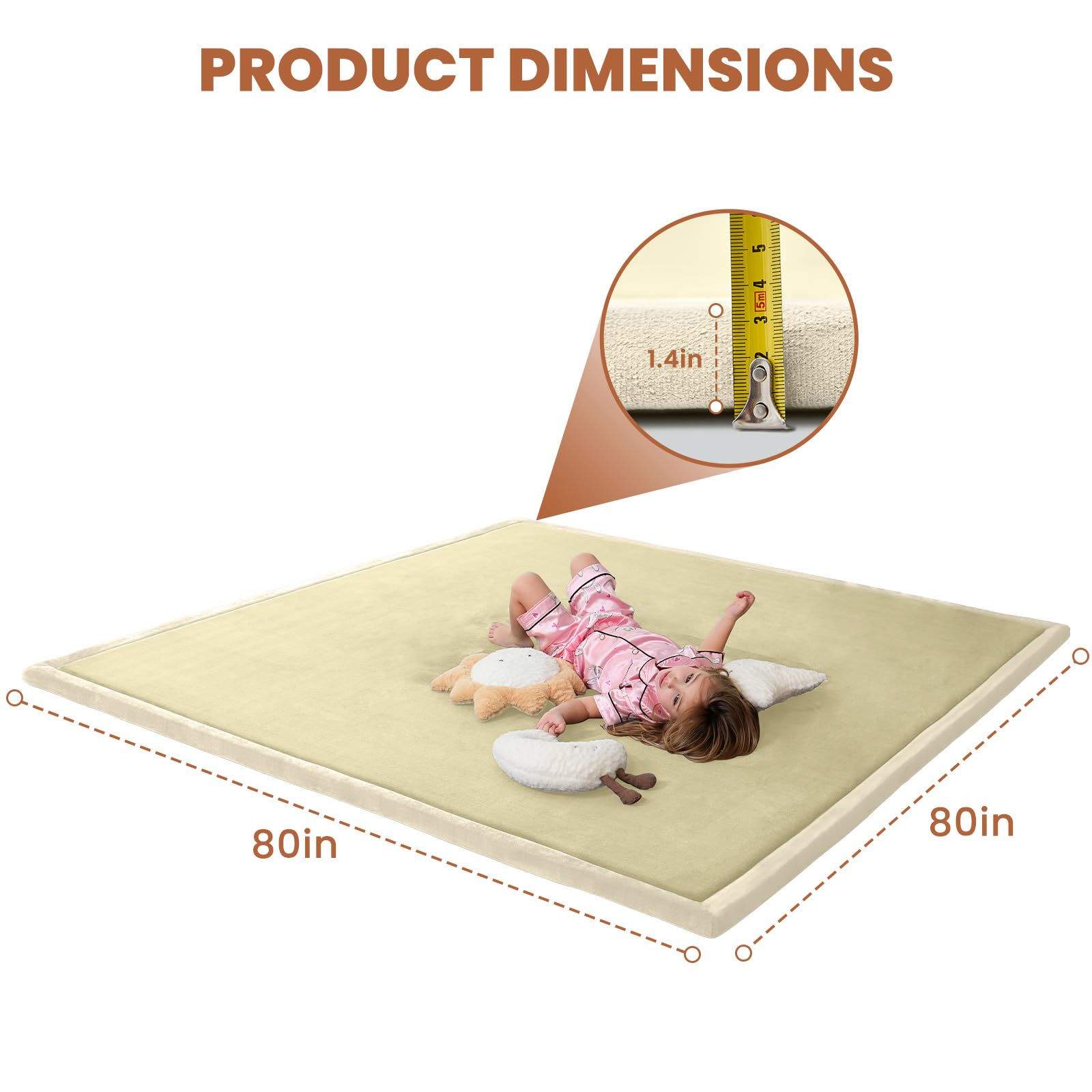 SUNYRISY Baby Spielmatte für Boden 3,5 cm Dick, 200 x 200 cm Schaumstoffboden Gepolsterte Spielmatten für Babys, Weiche Faltbare Babyteppich Kinder Laufgittermatte zum Krabbeln & Spielen, rutschfeste