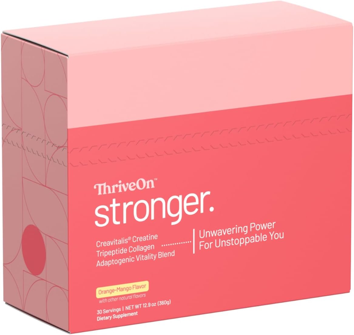 ThriveOn Stronger - Women's Creatine & Collagen Supplement for Midlife Support - Bone, Muscle, Cognitive & Energy Support* - Gluten-Free & Dairy-Free - Orange-Mango Flavor - 30 Count (30 Servings)