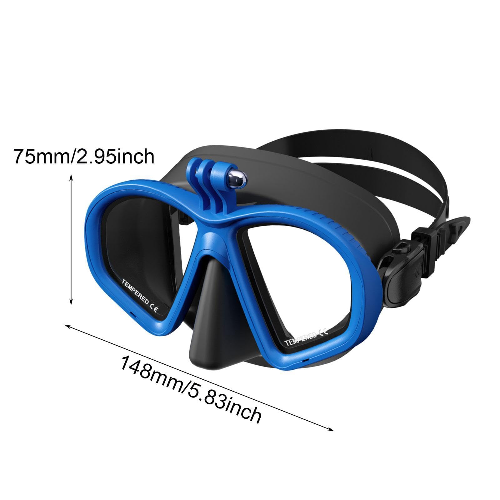 Máscara de Buceo, Máscara de Snorkel, Gafas, Equipo de Natación, Fabricado en Vidrio Templado con Soporte para Cámara Incorporado.