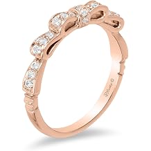 Jewelili مسحور ديزني غرامة المجوهرات 14 K روز الذهب 1/4 Cttw الماس سنو وايت القوس الدائري
